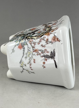 景德镇陶瓷器粉彩花盆喜上眉梢六方花盆花鸟图盆家居装饰摆件