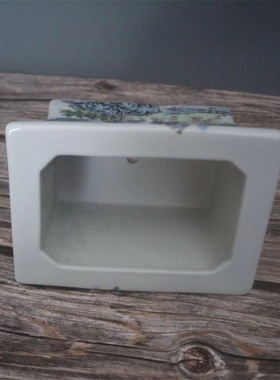 民国粉彩山水四方多肉花盆收藏