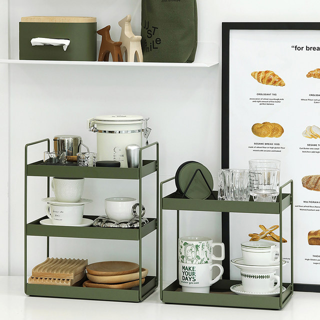 Dark green multi-layer storage rack countertop finishing rack