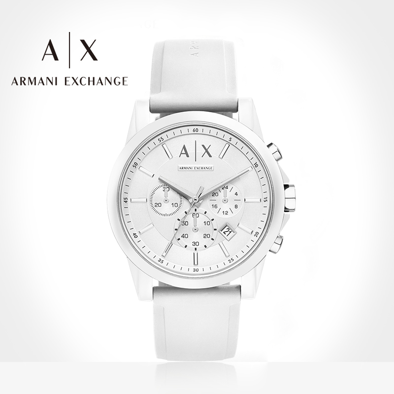 【520礼物】Armani Exchange阿玛尼白月光三眼腕表指针AX1325