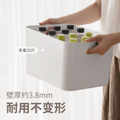 懒角落收纳盒带盖子储物筐桌面杂物厨房零食玩具化妆品塑料整理箱 - 图1