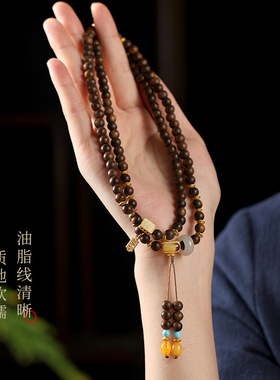 设计款国潮【金时锦瑟】禅意厚重乳香蜜蜡文玩女士盘玩串手串项链