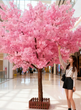 真假树桃花商场许愿树新年装饰春节网红小庭院打卡造景落地