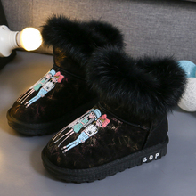 女童雪地靴加绒加厚儿童棉鞋公主短靴