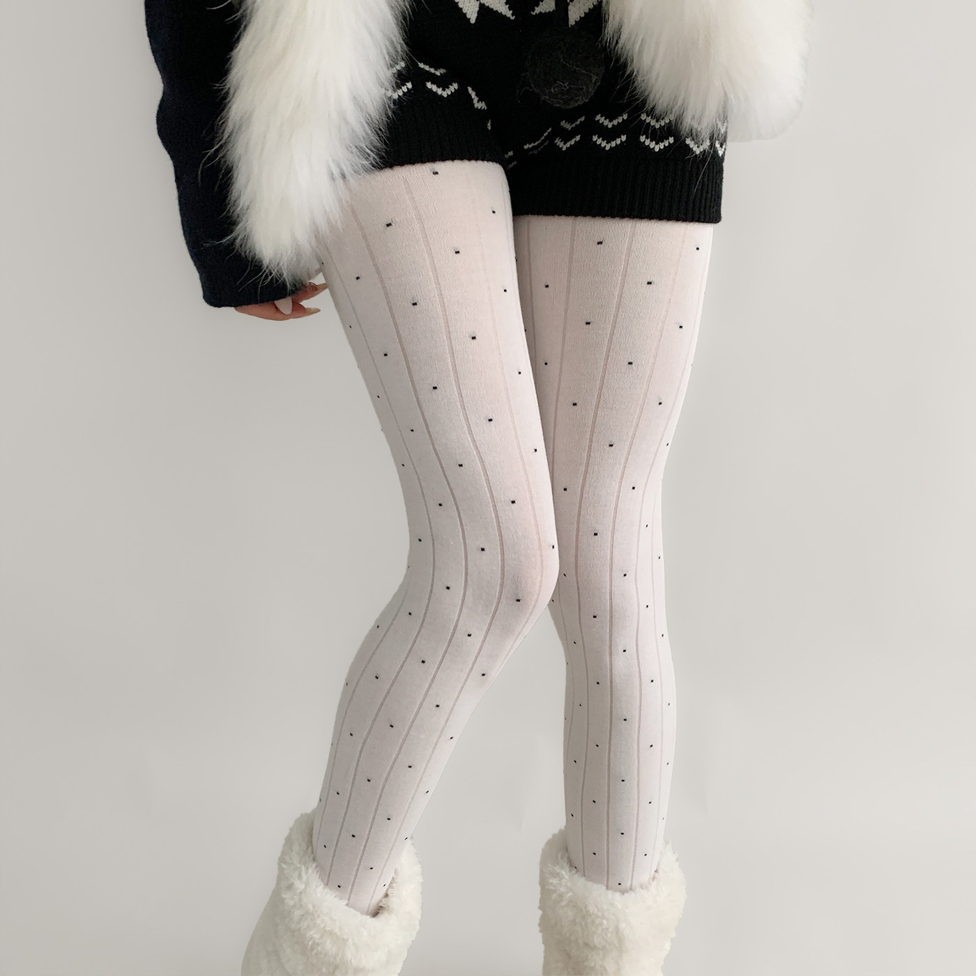 夜间教习室灰色连裤袜女秋冬格雷系复古波点显瘦竖条纹外穿打底裤,淘宝优惠券,粉丝福利购,淘宝优惠卷