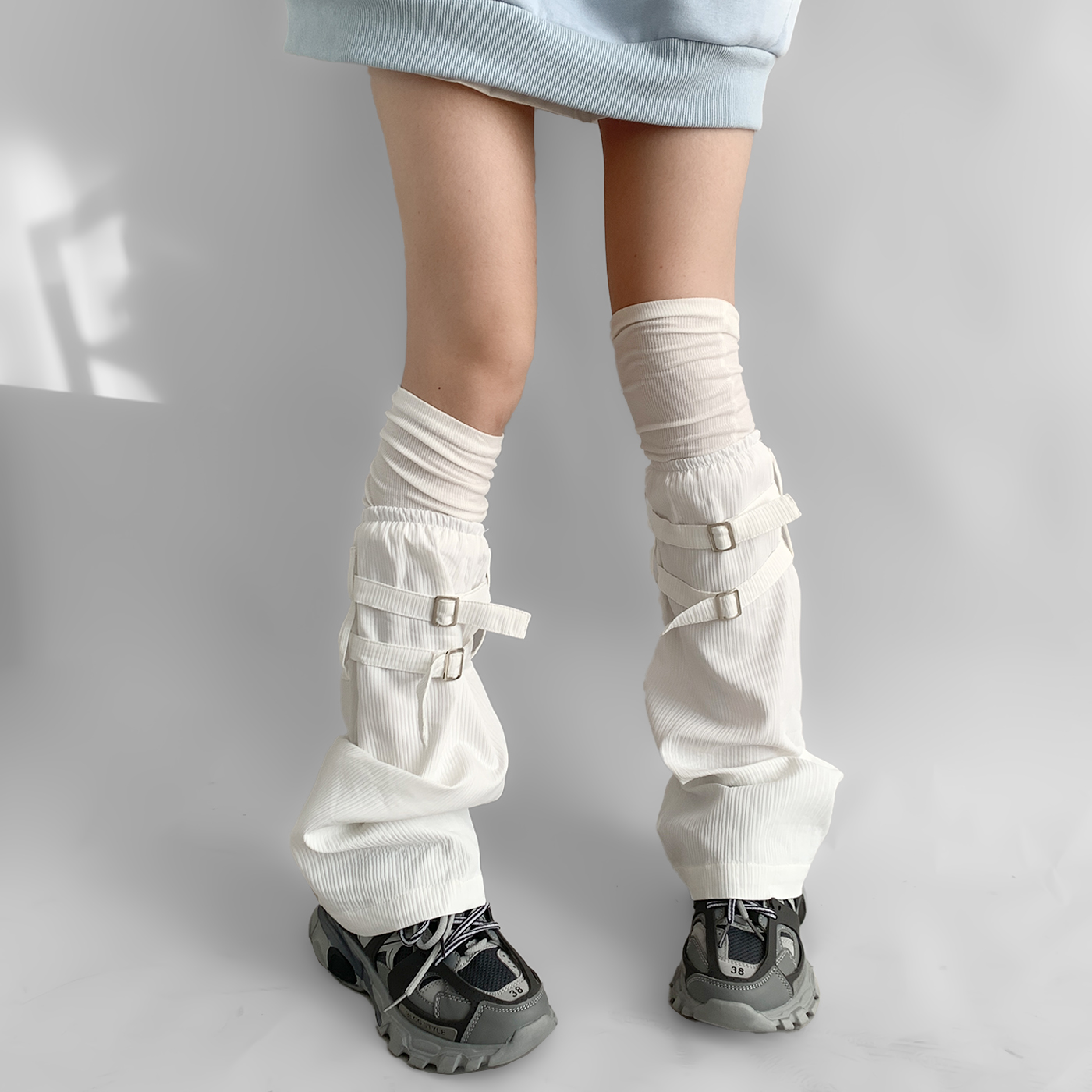 夜间教习室朋克风腿套女夏季暗黑亚文化y2k中筒堆堆袜套亚比袜子 - 图3