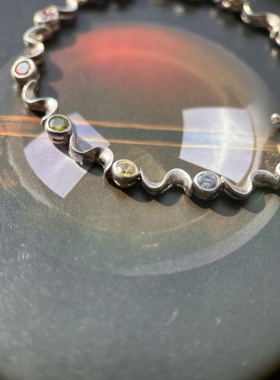 伦敦买回  925银镶彩宝手链 手腕上的光芒阳光下熠熠生辉