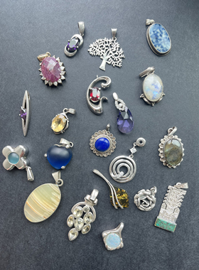 伦敦买回，纯银镶嵌宝石吊坠，承载了岁月时光的老物件下单送礼品