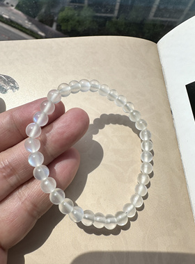 天然白月光手串，阳光下起蓝光，光泽耀眼