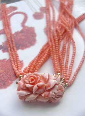 伦敦买回天然海鲜多层珠链，牡丹花扣头都可以单独做个手牌了！