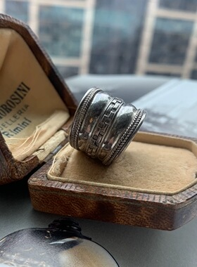 意大利手工刻花925银戒指，宽版设计搭配简约大气花纹独特情侣款