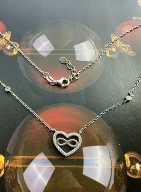 伦敦买回，925银镶钻爱心一体链送女友送闺蜜礼物，长43.5+3cm