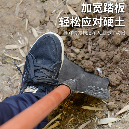 铁锹尖锹铁锨锰钢加厚木柄植树挖土开沟农具挖树专用铲子农用钢锹 - 图2