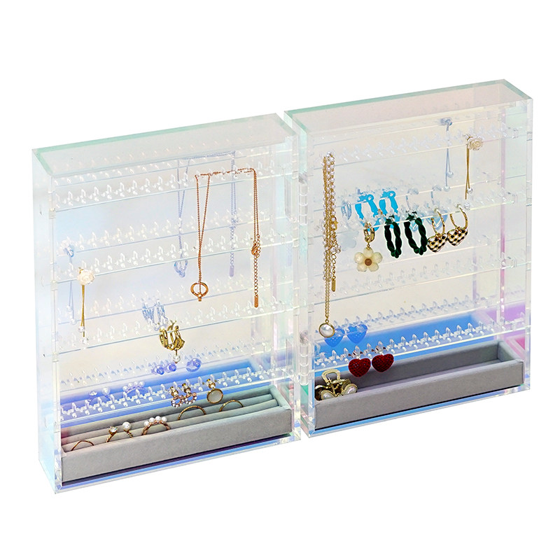 首饰收纳盒ins风透明亚克力防氧化耳环耳钉项链饰品收纳盒首饰盒 - 图2