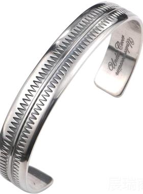 高档伊瓦岚Undercover高 桥盾齿银Z手镯男士925纯银D锯I纹身图腾
