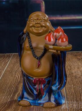 高档勒石湾公仔厅装饰品陶客瓷摆件收藏送精品佛像摆件弥佛春礼风