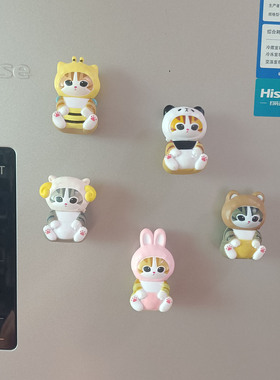 卡通立体鲨鱼猫磁吸冰箱贴