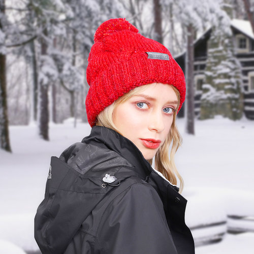 毛线帽子女冬毛绒显脸小加绒加厚保暖大头围2021年爆款百搭针织帽 - 图1