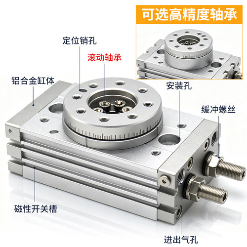 MSQA气动旋转气缸180度90度摆动HRQ7/2/3/MSQB-10A20A30A/50R/70A - 图1