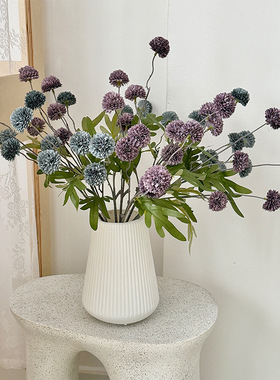 跨境蒲公英仿真花束家居客厅装饰摆件5头葱球菊假花婚庆拍照道具