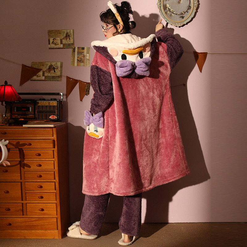 秋冬季长款珊瑚绒加绒可爱睡袍 淘之约睡袍/浴袍