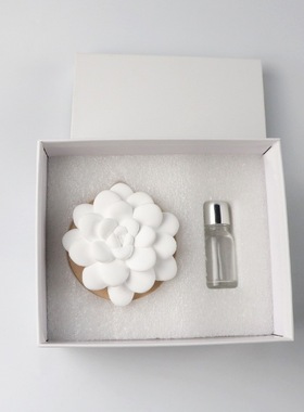 现货礼盒装车载家居香薰扩香石木底座多肉款石膏香水精油挥发摆件