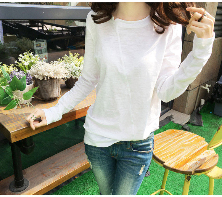 2020年春秋装新款冬季竹节棉打底衫 韩简娜T恤