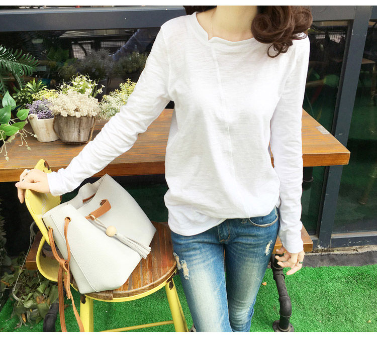 2020年春秋装新款冬季竹节棉打底衫 韩简娜T恤