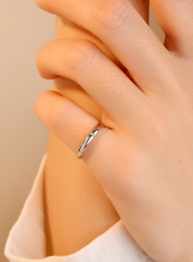 简约单钻戒指小指女防小人