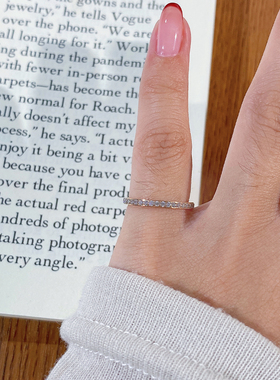 窄版宽版满钻戒指尾戒小指女