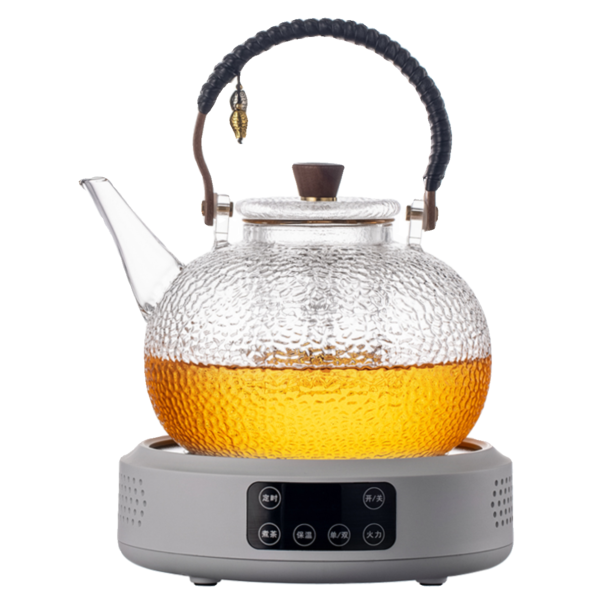 大容量蒸煮一体全玻璃蒸汽茶壶电陶炉套装1.9L大号锤纹煮茶器家用