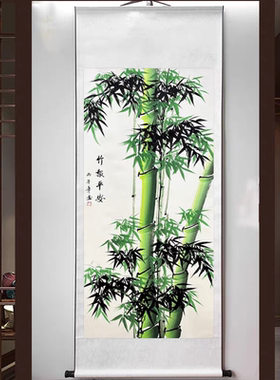 玄关装饰画新中式卷轴画