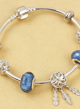 镀白金女士捕梦网爱心串珠送闺蜜