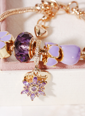 潘家风铂金微镶锆石皇冠琉璃珠