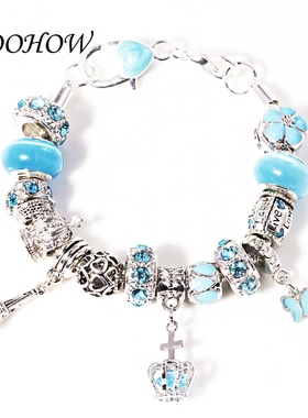 原创diy皮绳手链潘多风格琉璃