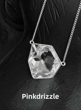 Pinkdrizzle 铜合金项链菱曜星辰几何镶嵌项链简约百搭设计感