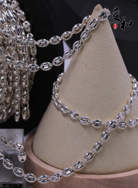 S925纯银猪鼻链手工唇纹链