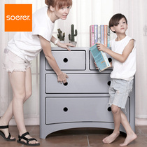 soerer four bucket cabinet children wardrobe solid wood small family type bedroom floor sliding door containing cabinet girl child room