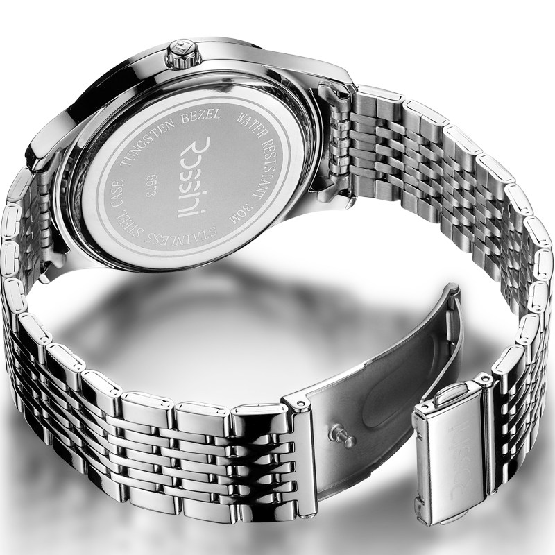 罗西尼手表男商务钢带防水石英表钨钢时尚潮流男士手表腕表6573