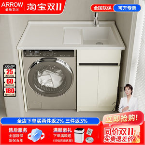 arrow箭牌卫浴洗衣机柜伴侣组合阳台柜太空铝洗衣台池盆搓板一体
