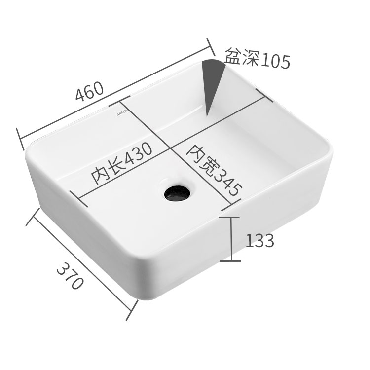 ARROW箭牌卫浴陶瓷盆方形台上盆艺术盆公卫卫生间洗脸面盆洗手盆