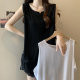 Large size solid color sleeveless vest mid-length lace splicing