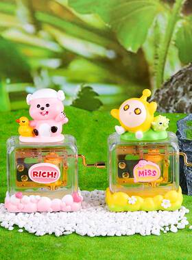 新款惬意时光手摇八音盒办公室