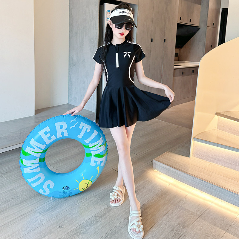 女童泳衣2025新款儿童连体裙式游泳衣10岁女大童网红公主风泳装12,淘宝优惠券,粉丝福利购,淘宝优惠卷