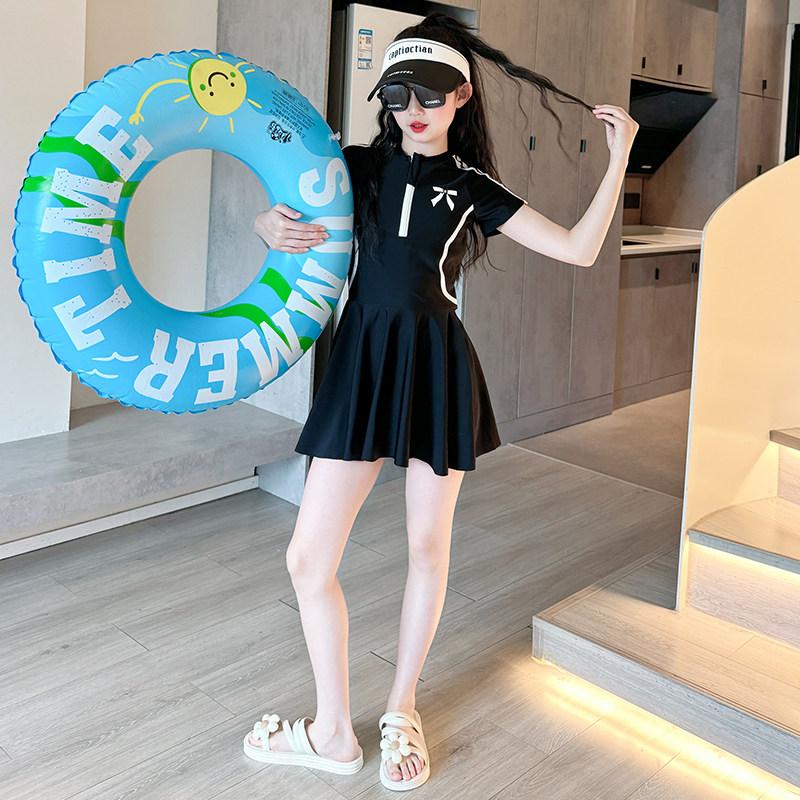 女童泳衣2025新款儿童连体裙式游泳衣10岁女大童网红公主风泳装12,淘宝优惠券,粉丝福利购,淘宝优惠卷
