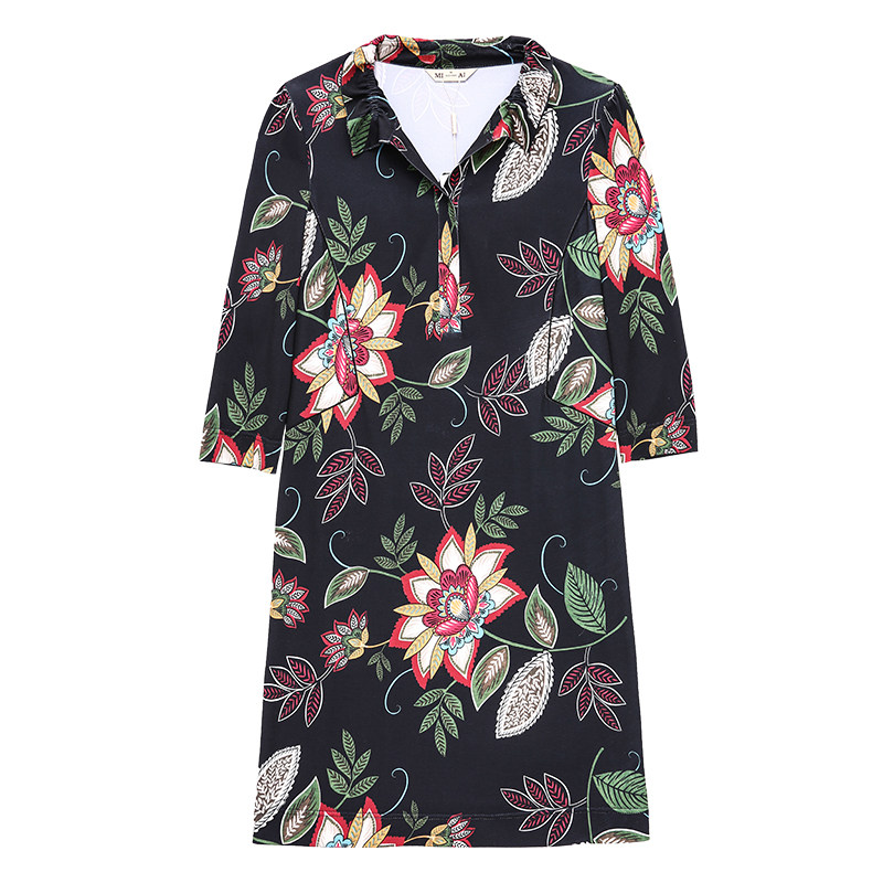 妙采旗舰店新款妈妈装春秋连衣裙 妙采中老年女装