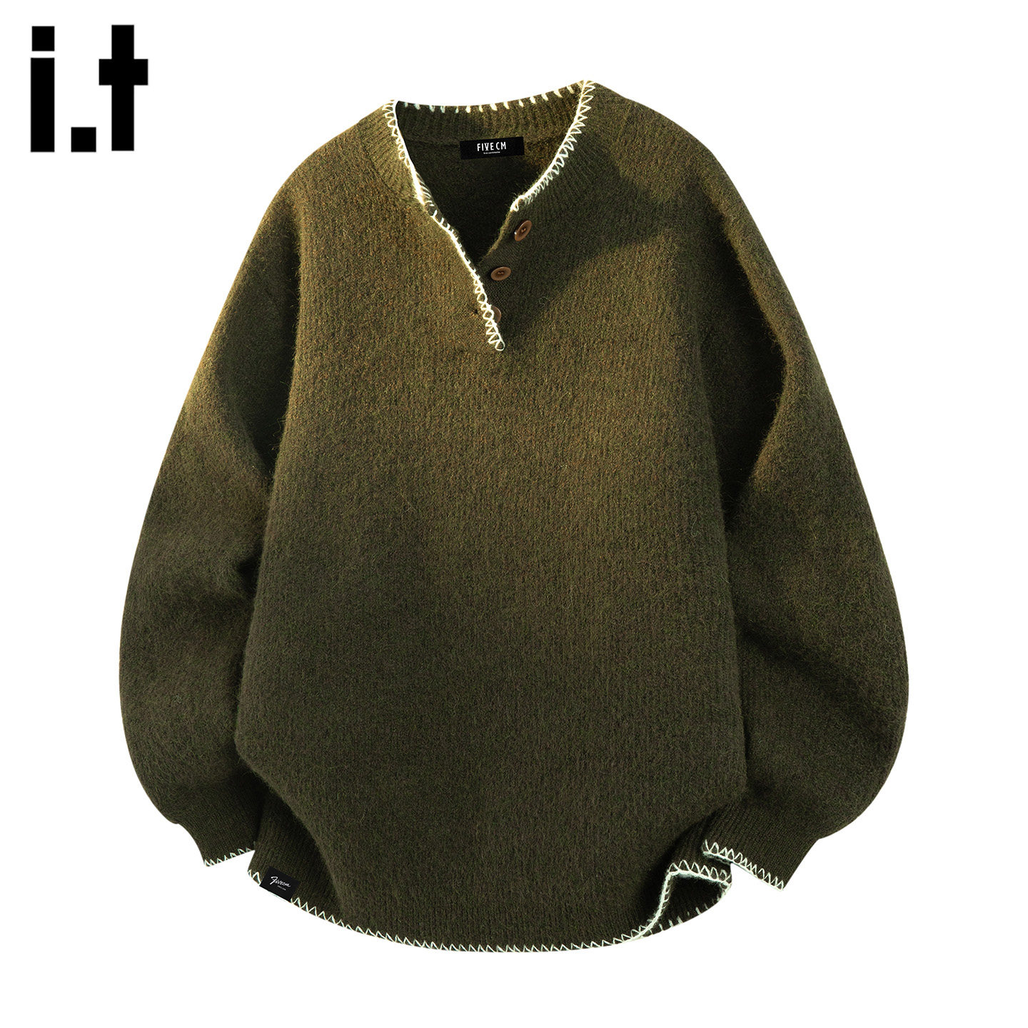 it :5cm/FIVECM复古时尚辑明线针织衫长袖毛衣男士2025秋冬季上衣,淘宝优惠券,粉丝福利购,淘宝优惠卷