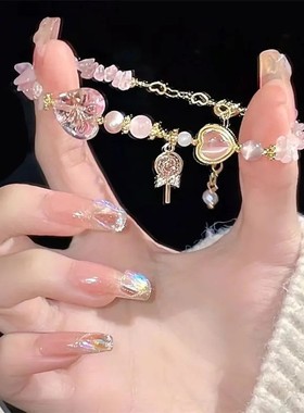 进口小红书爆款珍珠手链新中式网红百搭猫眼石彩色串珠手串饰品