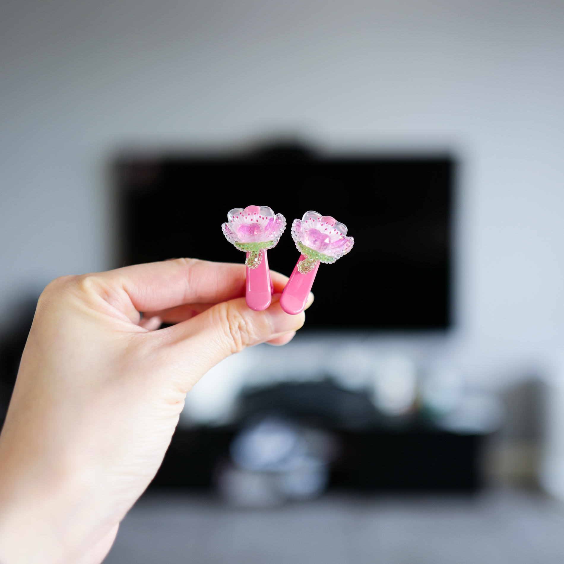 精致砂糖质感亚克力儿童小号圆头碎发夹婴幼儿刘海夹侧边夹发卡子 - 图2