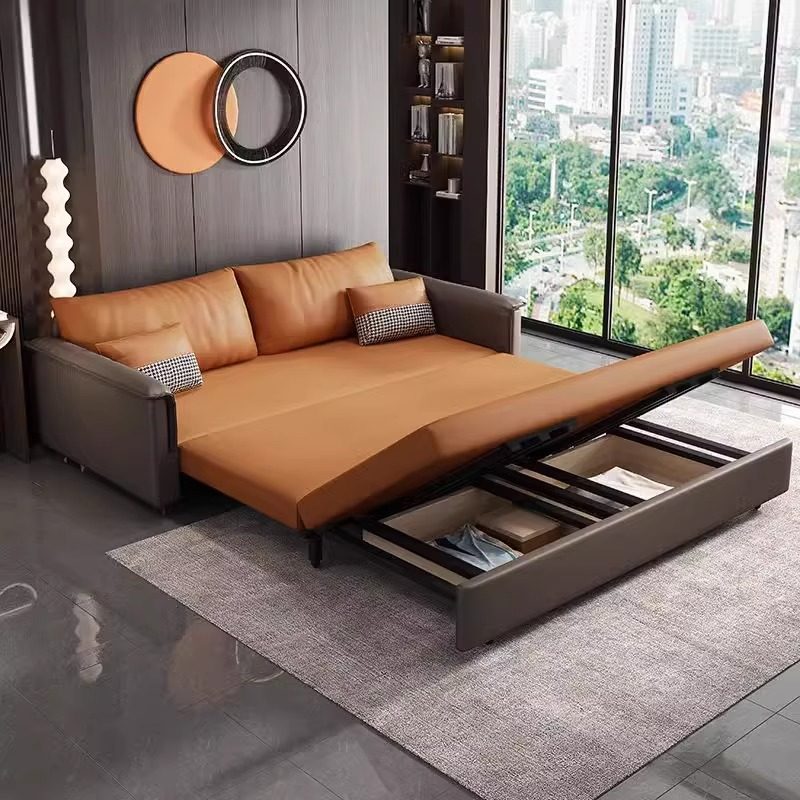 折叠两用沙发床1米5双人多功能科技布艺客厅可抽拉一体式沙发变床 - 图1